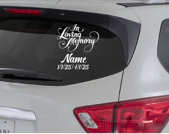 In Loving Memory Car Decal, Personalized Memorial Sticker, Pet or Human Remembrance