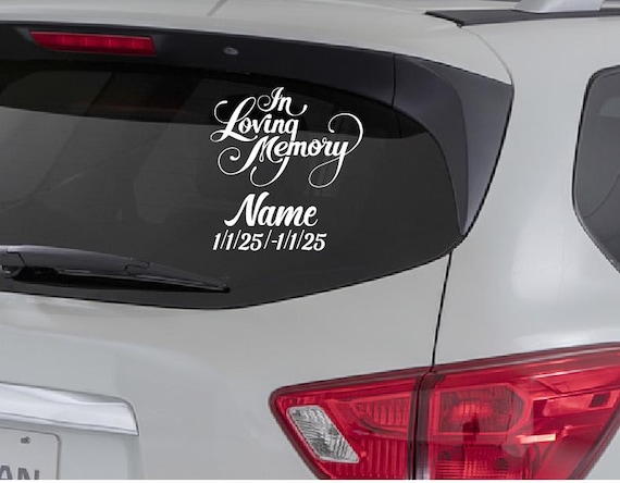 In Memory Decal, Memorial Custom Car Vinyl Decals, In Loving Memory Stickers
