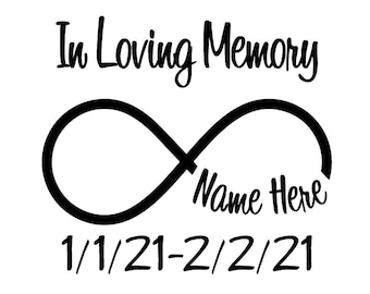 In Loving Memory Window Decal: Custom Infinity Symbol Memorial Sticker