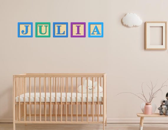Personalized Vinyl Baby Name Wall Decal: Custom Block Letter Nursery Sticker
