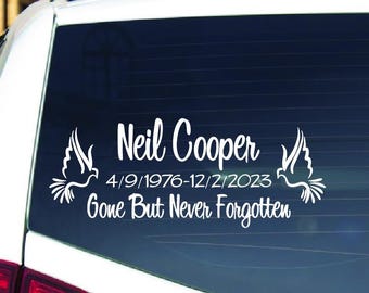 In Loving Memory Personalized Dove Decal:, Custom Memorial Sympathy Car Sticker