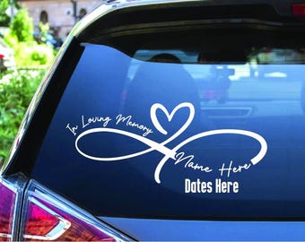 Personalized In Loving Memory of Decal with Infinity Symbol for Car, Custom Remembrance