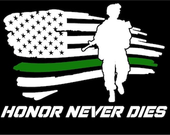 Thin Green Line American Flag Vinyl Decal - Military Car Window Sticker