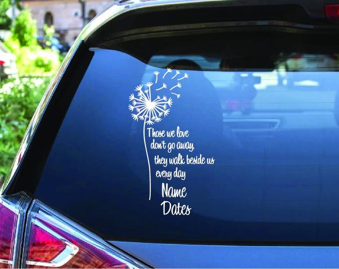 Featured listing image: Dandelion Memorial Car Decal: In Loving Memory Custom Window Remembrance Sticker