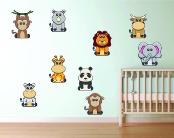 Woodland Safari Animal Reusable Wall Decor Decals for Kids Nursery Bedroom Playroom Boys