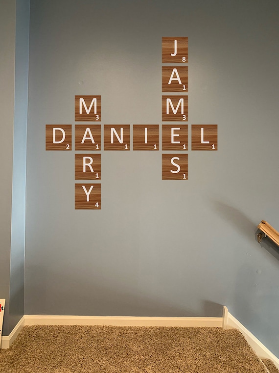 Custom Scrabble Crossword Decals: Damage-Free Peel and Stick Vinyl Tiles