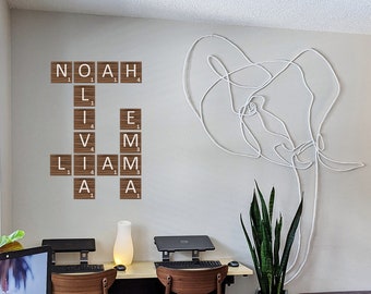 Wood Grain Scrabble Wall Stickers: Peel and Stick DIY Crossword Gallery Art