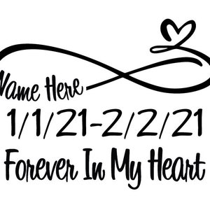 Infinity Symbol Memorial Car Decal: Personalized In Memory Vinyl Sticker
