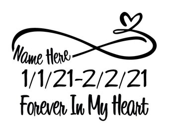 Infinity Symbol Memorial Car Decal: Personalized In Memory Vinyl Sticker