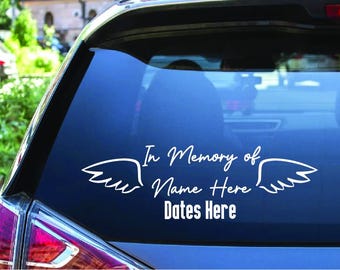Custom In Loving Memory Car Sticker – Angel Wings, Custom Colors, Remembrance