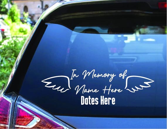 In Memory of Decal, Memorial Angel Wings Custom Car Vinyl Decals, In Loving Memory Sticker 9