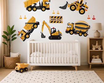 Construction Vehicle Nursery Decals | Peel & Stick Boys Room Decor