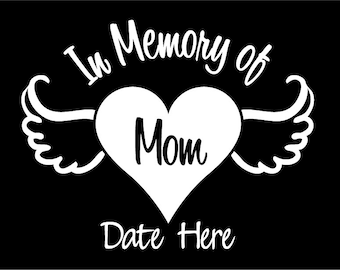 In Loving Memory Car Decal for Mom: Angel Wings Remembrance Sticker