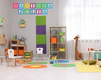 Custom Name Block Vinyl Stickers: Large Scale Renter-Friendly Wall Decor