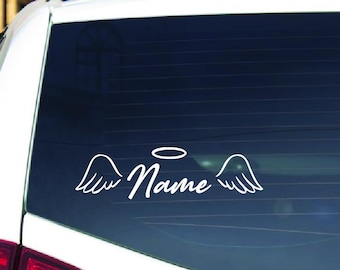 Custom In Loving Memory Car Decal – Angel Wings, Heart, Human Loss Memorial