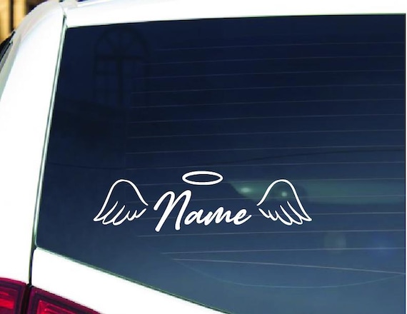 Memorial Car Vinyl Decal, Custom In Memory of Decals, Angel Wings Memorial Custom Vinyl Sticker, In Loving Memory Personalized Stickers