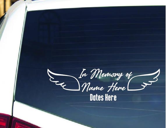In Memory of Decal, Memorial Angel Wings Custom Car Vinyl Decals, In Loving Memory Sticker 10