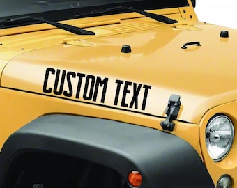 Custom Color Hood Decal Personalized Text Car Sticker Vinyl Auto Stripe Bold Modern Font Name Wrap