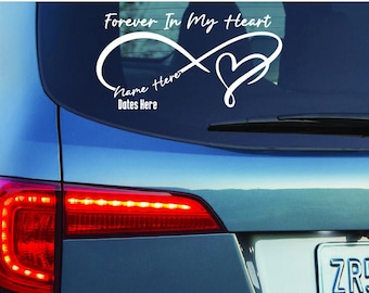 Memorial Decal: In Loving Memory Infinity Car Sticker, Personalized Window Remembrance Vinyl