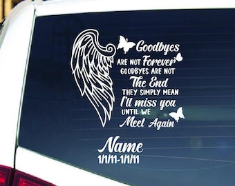 In Memory Decal, Memorial Angel Wing Custom Car Vinyl Decals, Personalized In Loving Memory Sticker