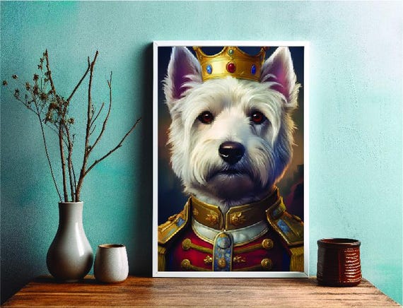 Custom Pet Portrait Renaissance Style Painting, Royal Dog Portrait from Photo, Regal Pet King Digital Portrait Painting