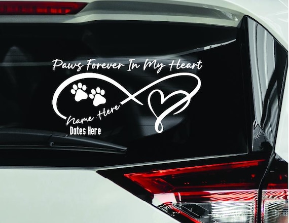 Pet Memorial Decal, Pet Memorial Gifts Infinity Symbol Sticker, Custom In Memory Car Vinyl Decals, In Loving Memory Sticker with Paw Print