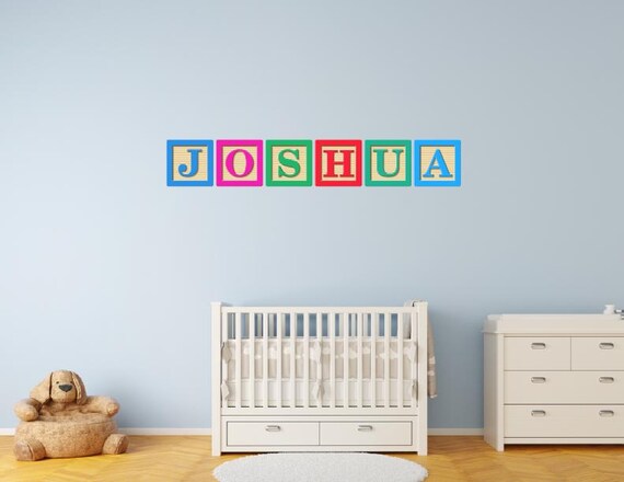 Pastel Alphabet and Number Block Wall Decals: Nursery Building Blocks Set