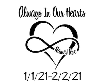 Infinity Symbol Memorial Car Decal: Custom Name, Loss of Loved One