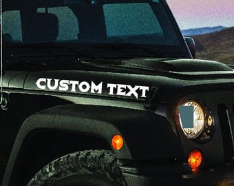 Weatherproof Hood Decal: Custom Car Name Text Vinyl