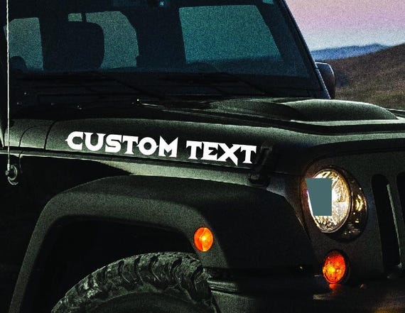 Custom Hood Vinyl Decals,  Personalized Name Text Hood Name Sticker Set of 2, Create Your Own Hood Vinyl Lettering Stickers