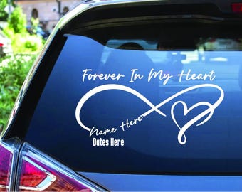 Custom Memorial Infinity Vinyl Decal, Personalized In Loving Memory Remembrance Sticker Sympathy Gifts