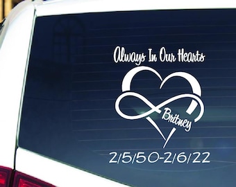 Infinity Symbol Memorial Car Decal: Custom Name, Loss of Loved One