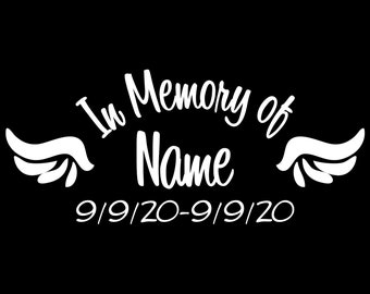Personalized In Loving Memory Car Decal – Angel Wings, Loss of Pet, Custom Name