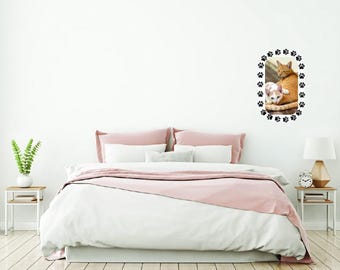 Personalized Removable Vinyl Cat Silhouette Sticker: Custom Pet Name Wall Decor