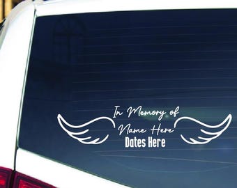 Custom In Loving Memory Car Sticker – Angel Wings, Heaven, Remembrance
