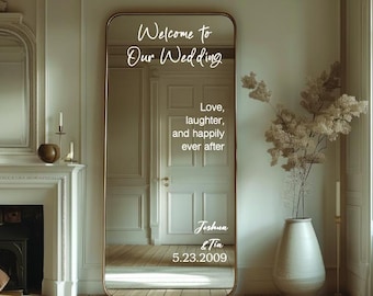 Custom Mirror Decals for Weddings | Personalized Name Stickers Wedding Ceremony Gift Accessories
