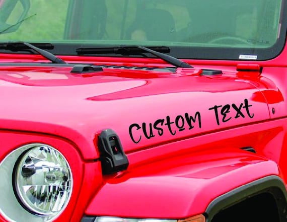 Custom Text Hood Decals Set of Two, Personalized Hood Vinyl Decal Sticker Accessories, Name Text Vinyl Hood Decals with Custom Lettering