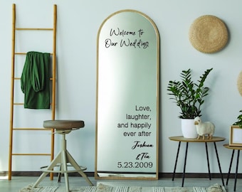 Personalized Wedding Mirror Decals, Custom Bridal Party Vinyl Name Sticker Gifts