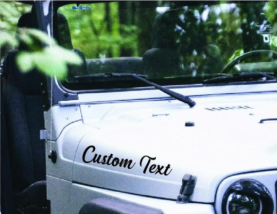Custom Hood Lettering Sticker Set of Two, Hood Vinyl Decal Stickers with Customized Name, Personalized Custom Text Hood Decal Accessories