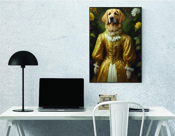 Custom Regal Pet Portrait, Royal Dog Painting, Pet Portrait, Royal Dog Portrait, Pet Portrait gift, Wall Art,Renaissance Pet Portrait