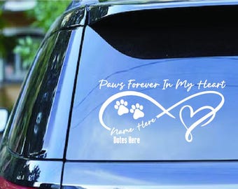 Personalized Pet Memorial Decal – Custom Paw Print Remembrance Sticker