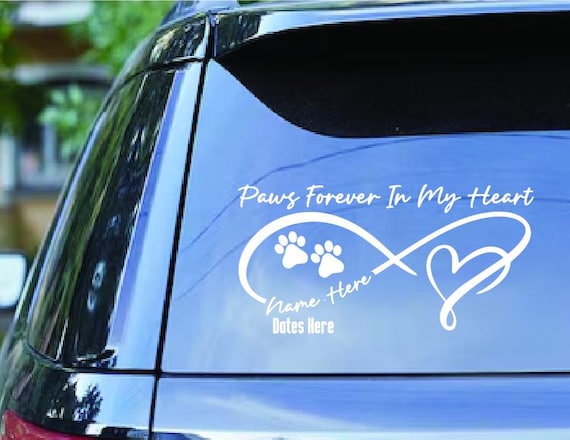 Pet Memorial Custom Vinyl Decal – Personalized Pet Loss Sticker, Remembrance Car Window, Paw Print, Angel Ornament