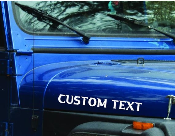 Custom Hood Style Vinyl Decals Set of Two, Personalized Hood Sticker Accessories, Customized Name Vinyl Hood Decals with Custom Lettering