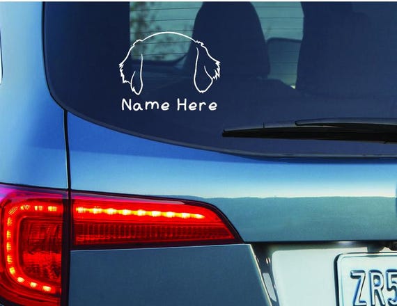 Custom Dog Ear Drawing Vinyl Decal, Personalized Pet Ear Sticker, Create Your Own Pet Name Car Custom Vinyl Decal