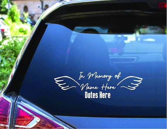In Memory of Decal, Memorial Angel Wings Custom Car Vinyl Decals, In Loving Memory Sticker 12