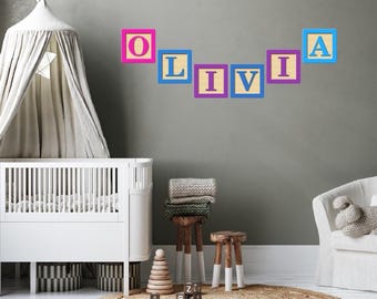 Custom Baby Block Name Wall Decal: Renter-Friendly Peel & Stick Vinyl