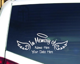 Angel Wings Custom Memorial Decal | Personalized Remembrance Gift