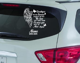 Memorial Angel Wing Car Decal Personalized In Loving Memory Custom Vinyl Window Sticker