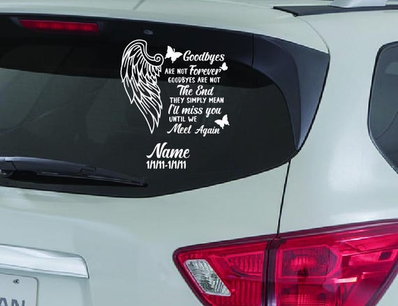 Memorial Angel Wing Car Decal Personalized In Loving Memory Custom Vinyl Window Sticker