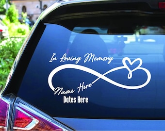 Memorial Car Decal: Infinity Symbol, Tribute Vinyl Sticker